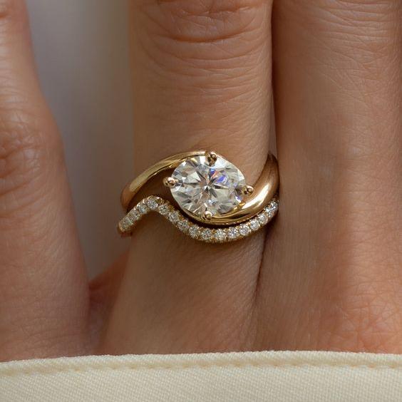Vintage Wavy Zirconia Ring Set-Mialla Jewelry