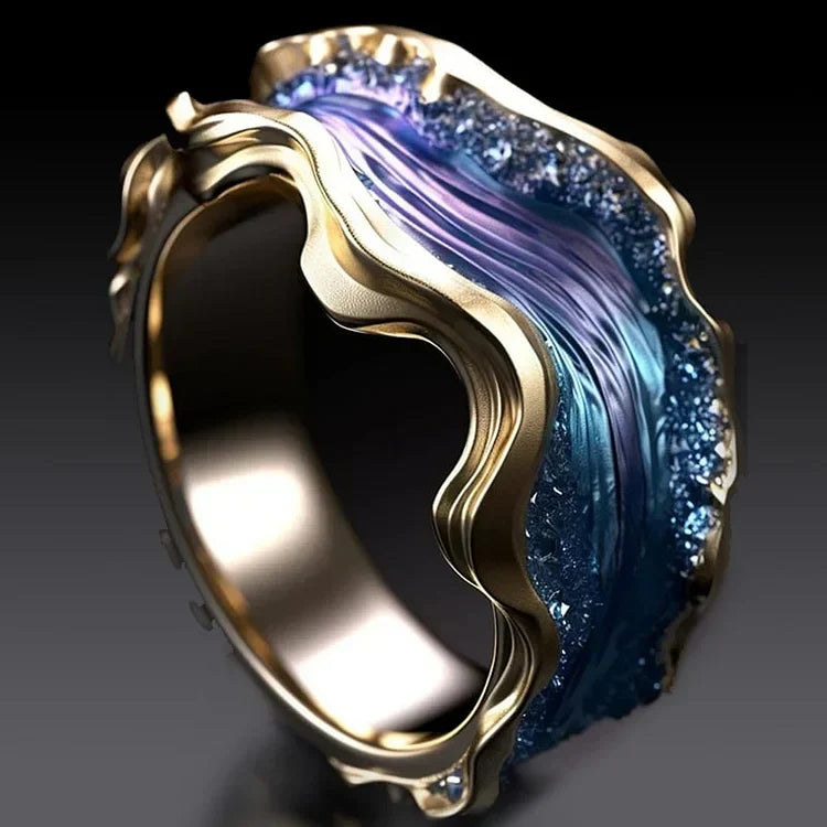 Vintage Golden Ocean Ring-Mialla Jewelry