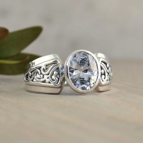 Vintage Glass & Silvered Ring-Mialla Jewelry