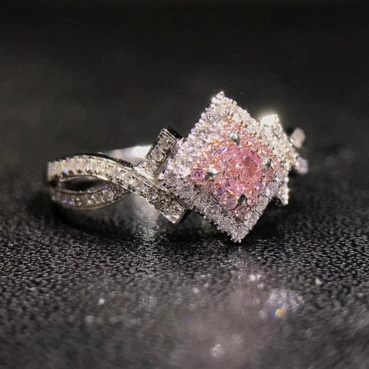 Vintage Pink Diamond & Crystal Ring-Mialla Jewelry