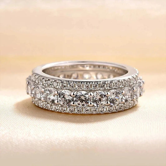 Vintage Silver Eternity Band Ring-Mialla Jewelry