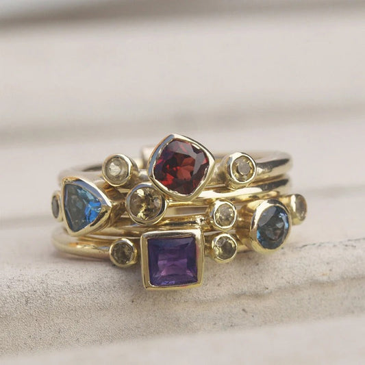 Multi-Gemstone Vintage Gold Ring-Mialla Jewelry