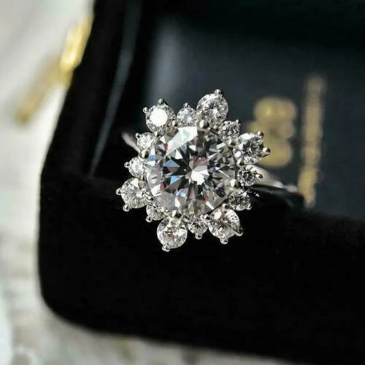 Vintage Silver Sparkle Bloom Ring-Mialla Jewelry
