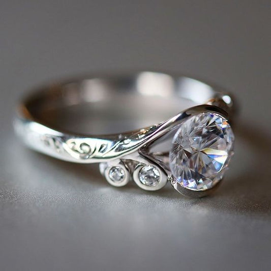 Vintage Zirconia Silver Plated Ring-Mialla Jewelry