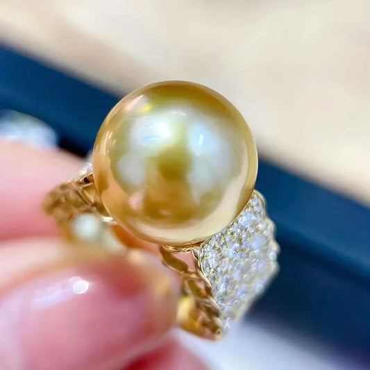 Vintage Golden Pearl Bright Ring-Mialla Jewelry