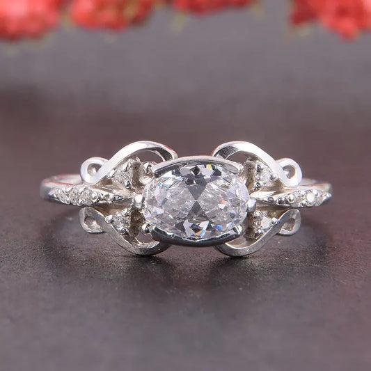 Vintage White Zirconia Silver Ring-Mialla Jewelry