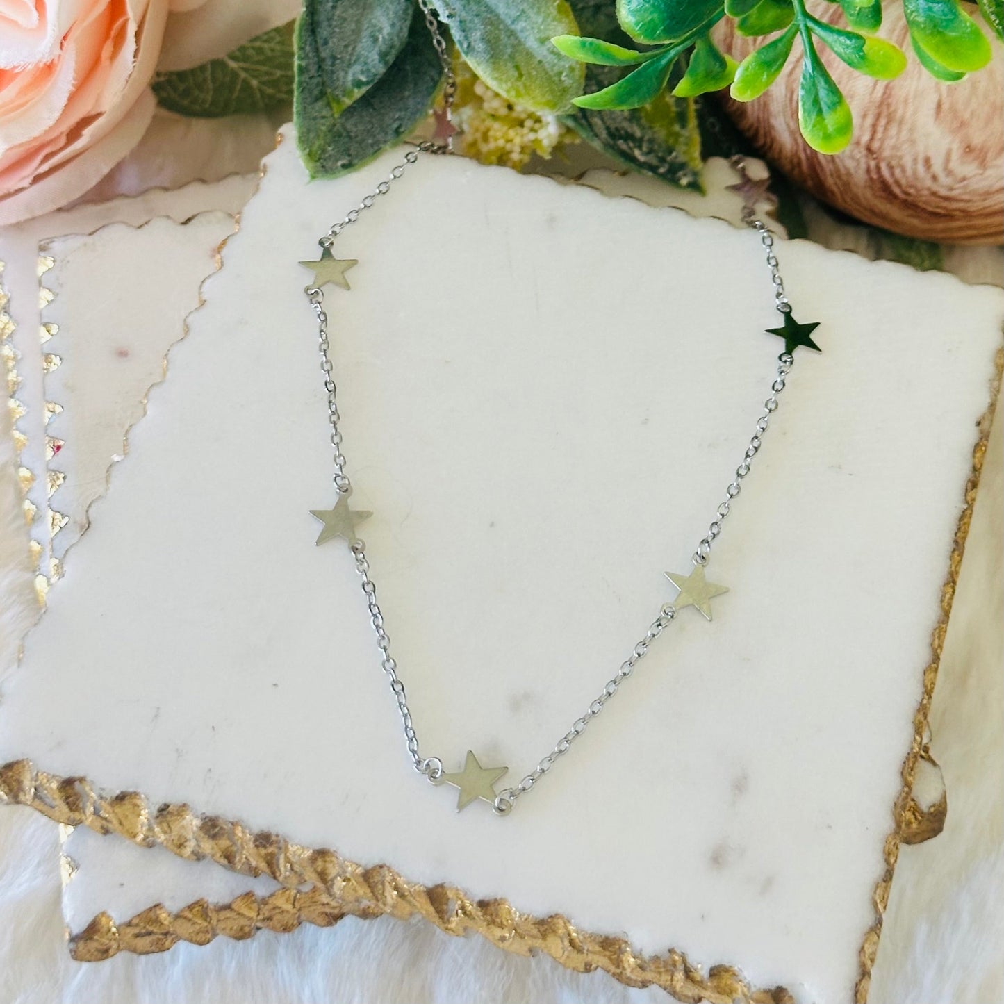 Stella Dainty Star Pendant Choker Necklace - Gold or Silver-Mialla Jewelry