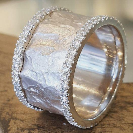 Vintage Silvered Zirconia Ring-Mialla Jewelry