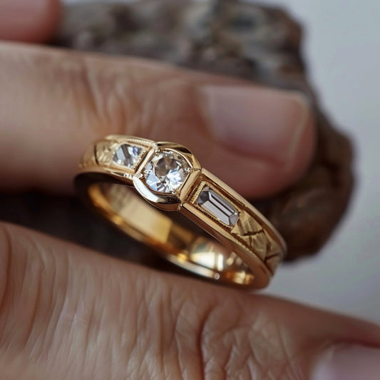 Golden Zirconia Ring-Mialla Jewelry