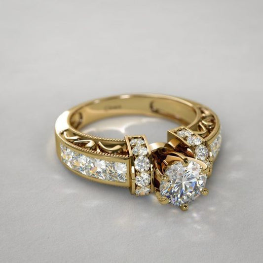 Vintage Spark Crystal Gold Ring-Mialla Jewelry