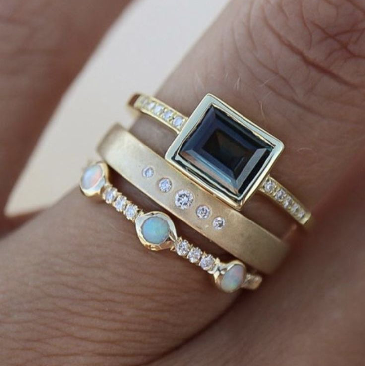 Vintage Elegant Blue Zirconia Ring Set-Mialla Jewelry