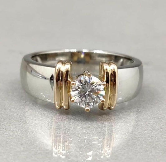 Vintage Open Gold Thread Silver Ring-Mialla Jewelry