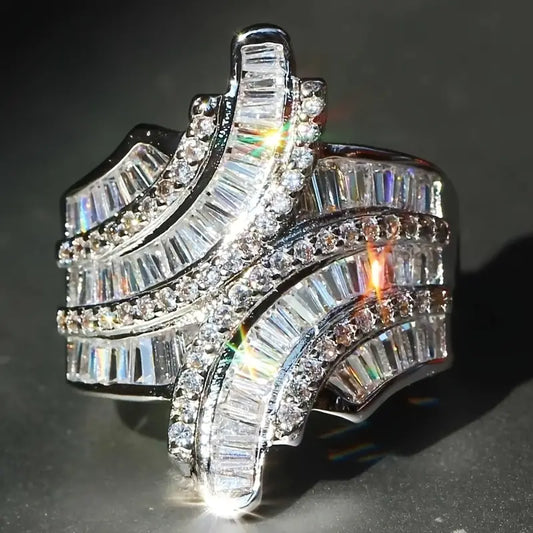 Vintage Irregular Bright Silver Ring-Mialla Jewelry