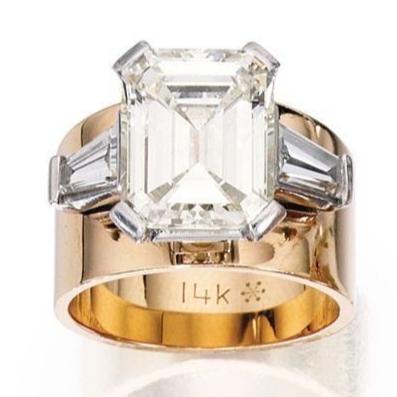 Vintage Cubic Glass Golden Ring-Mialla Jewelry
