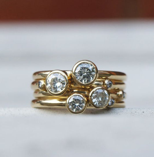 Vintage Layering Gold Zirconia Ring-Mialla Jewelry