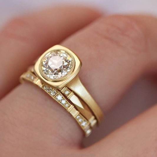 Vintage Golden Elegant Ring Set-Mialla Jewelry