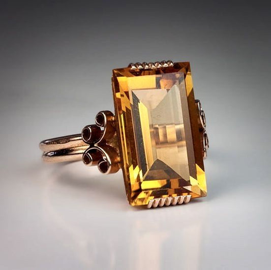 Vintage Orange Glass Rose Ring-Mialla Jewelry