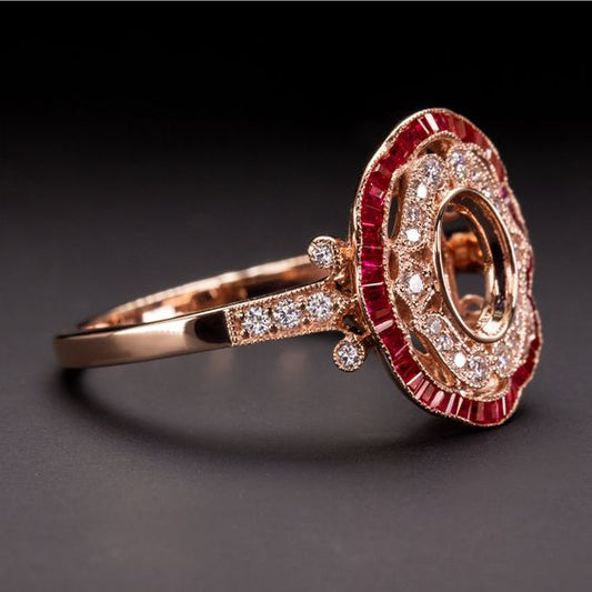 Vintage Red Bright Rose Ring-Mialla Jewelry