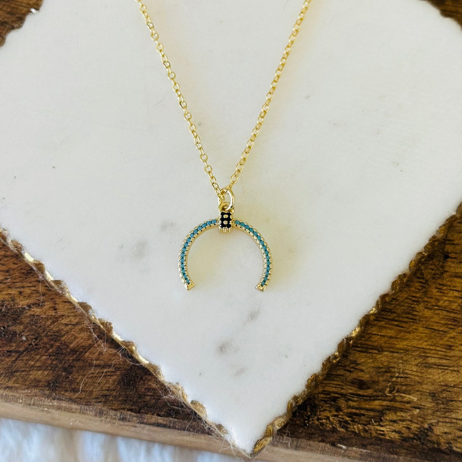 Elda Turquoise Horn Necklace-Mialla Jewelry