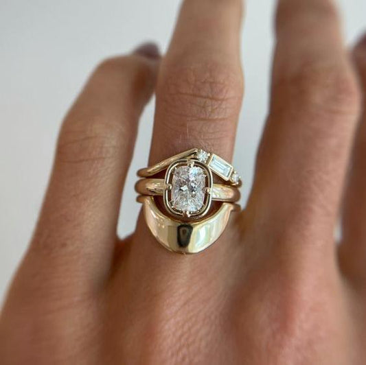 Vintage Bright Golden Ring Set-Mialla Jewelry