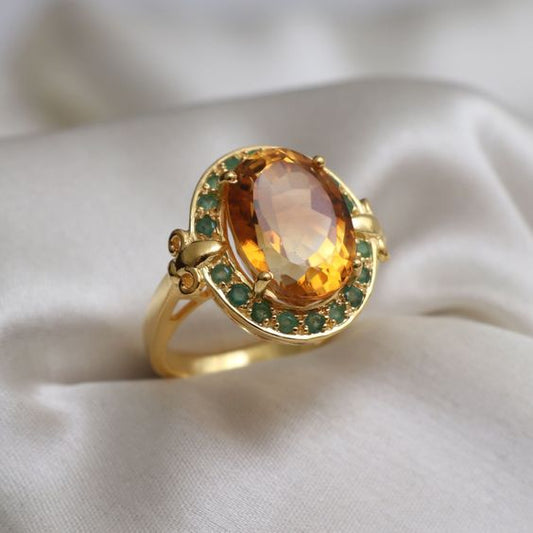 Vintage Tiger Eye Crystal Ring-Mialla Jewelry