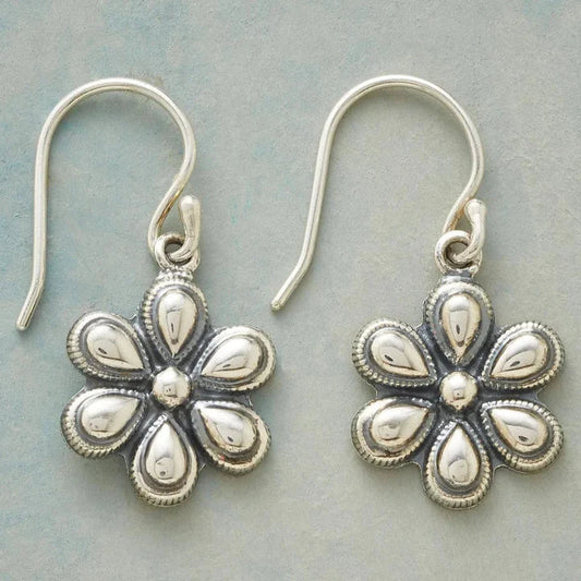 Vintage Silver Daisy Earrings-Mialla Jewelry