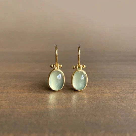 Vintage Earrings with Green Moonstone-Mialla Jewelry