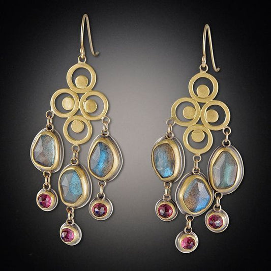 Vintage Colorful Stones Dangling Earrings-Mialla Jewelry