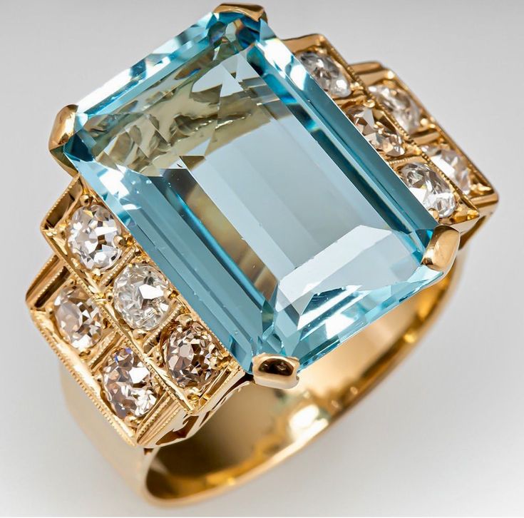 Vintage Blue Gold Bright Ring-Mialla Jewelry