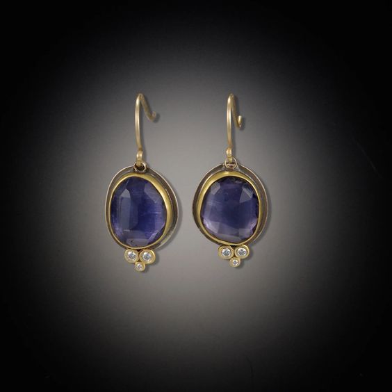 Vintage Blue Rounded Stone Earrings-Mialla Jewelry