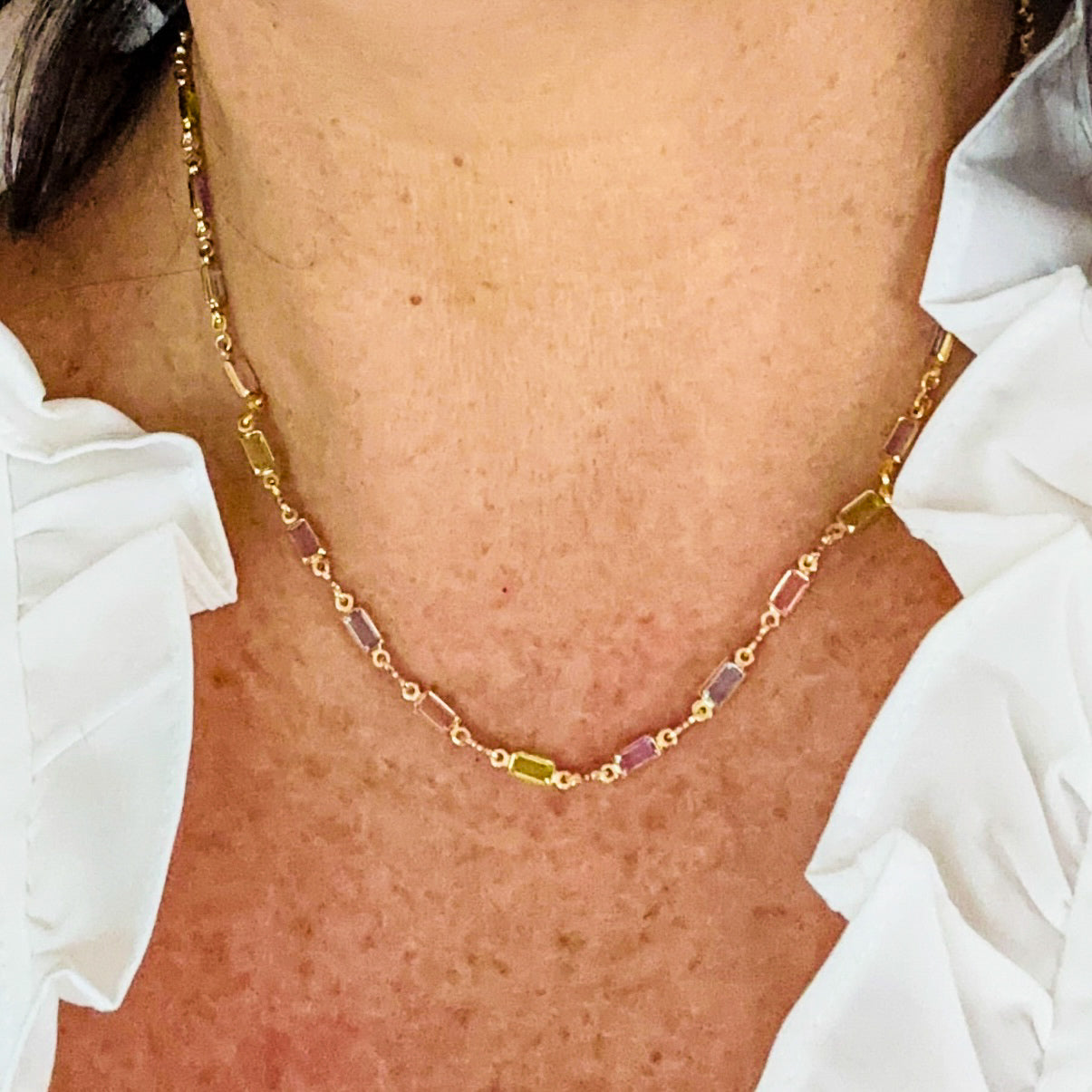Isabella MultiColor CZ Stone Necklace-Mialla Jewelry