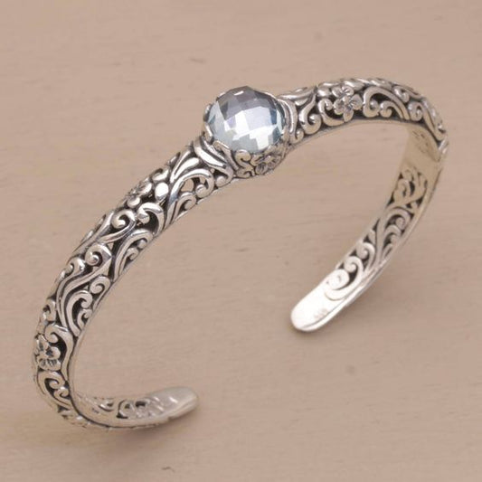 Vintage Zirconia Open Silver Bracelet-Mialla Jewelry