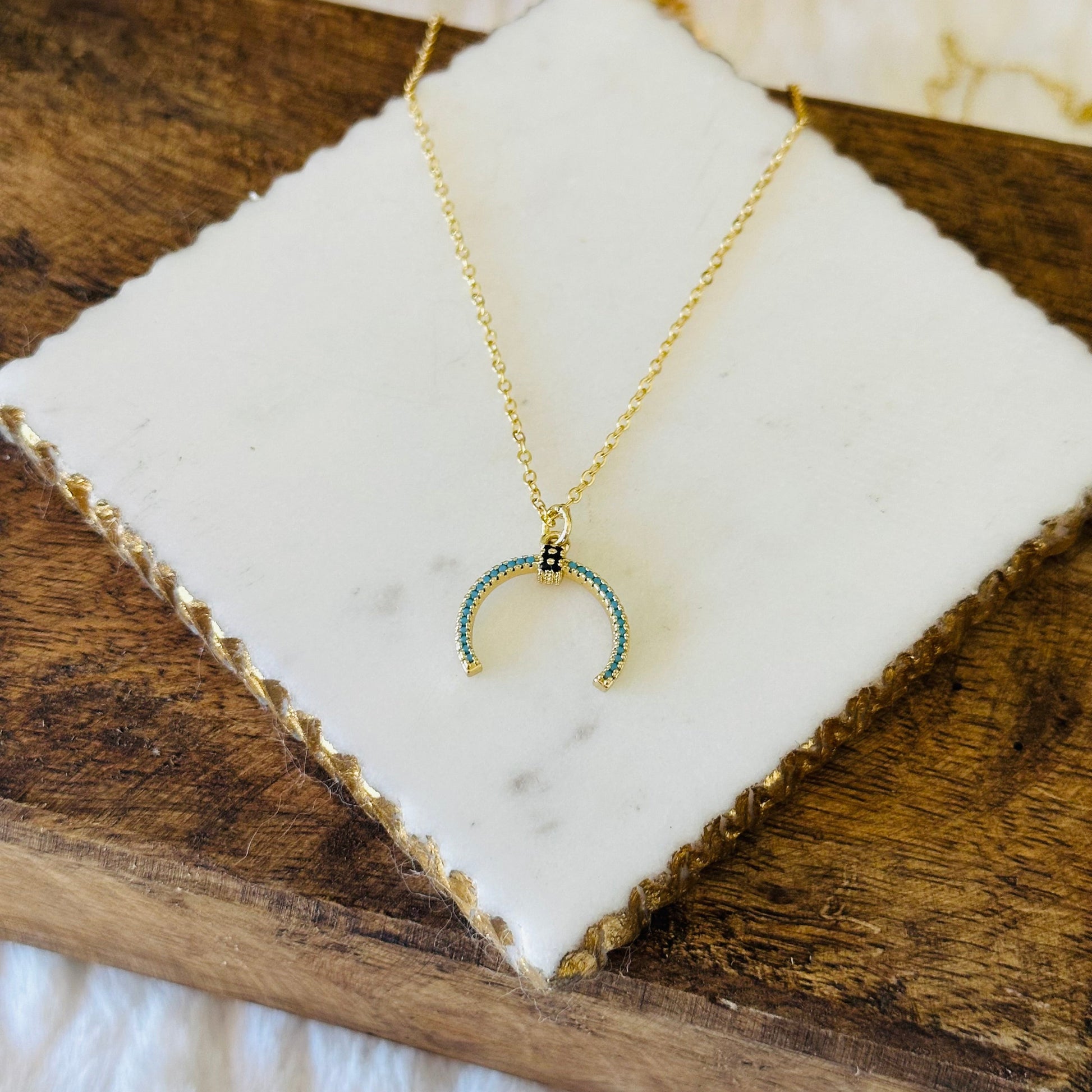 Elda Turquoise Horn Necklace-Mialla Jewelry
