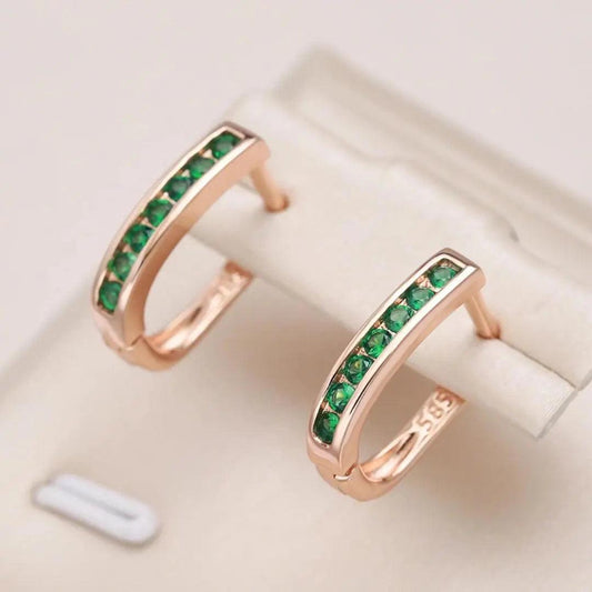 Emerald diamond earrings in gold-Mialla Jewelry