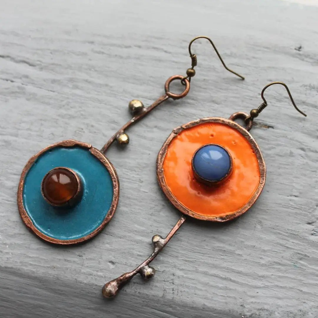Vintage Hand-Painted Enamel Earrings-Mialla Jewelry