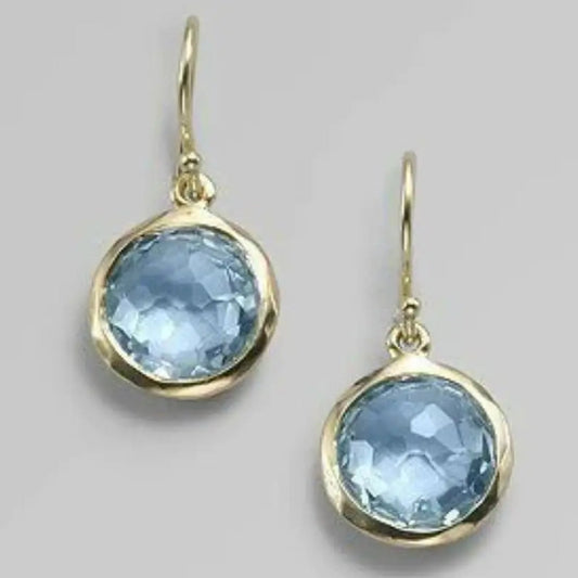 Vintage Blue Inlaid Crystal Earrings-Mialla Jewelry
