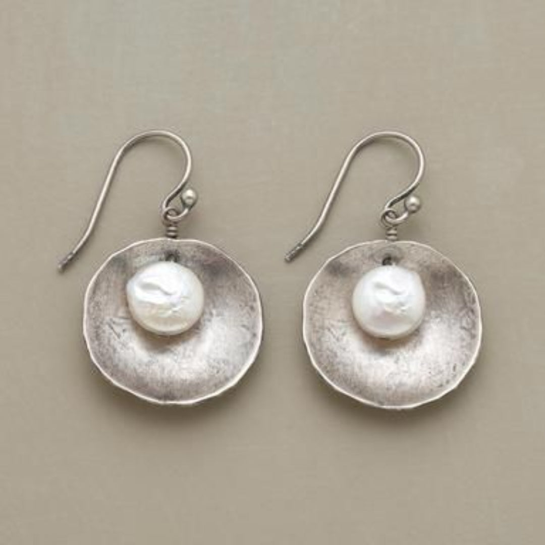 Vintage Silver & Pearl Earrings-Mialla Jewelry