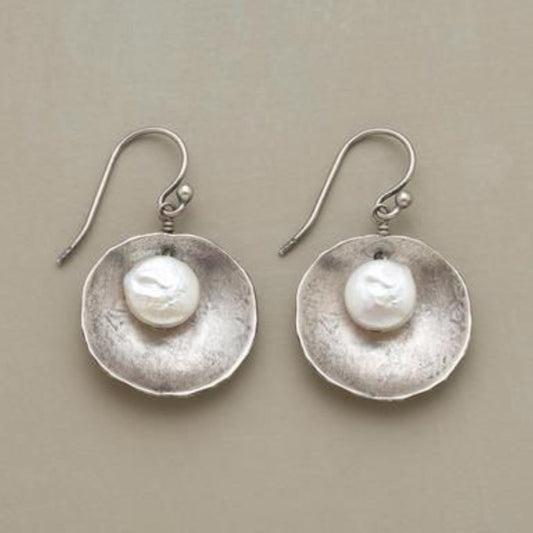 Vintage Silver & Pearl Earrings-Mialla Jewelry