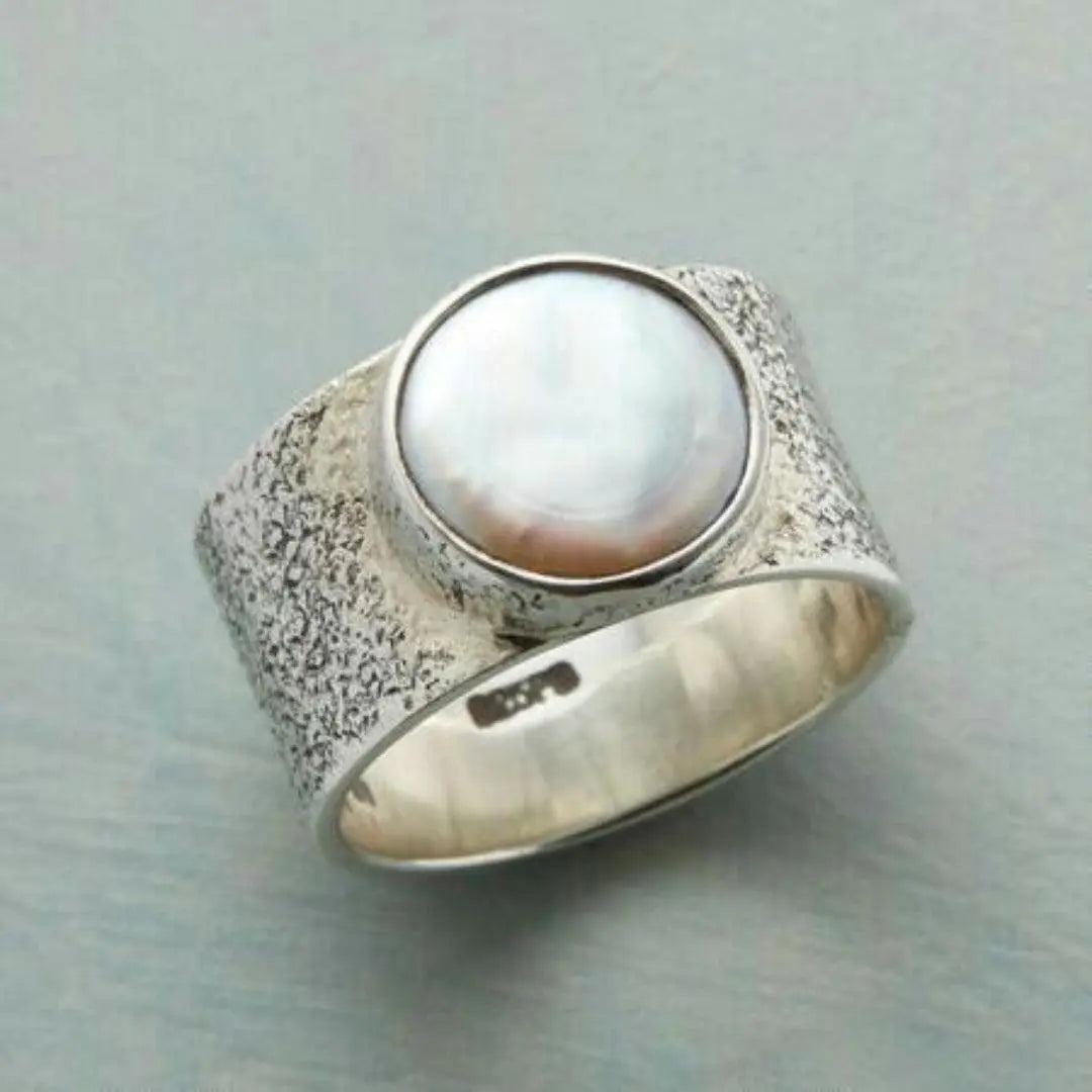 Vintage Silver Ring with White Pearl-Mialla Jewelry