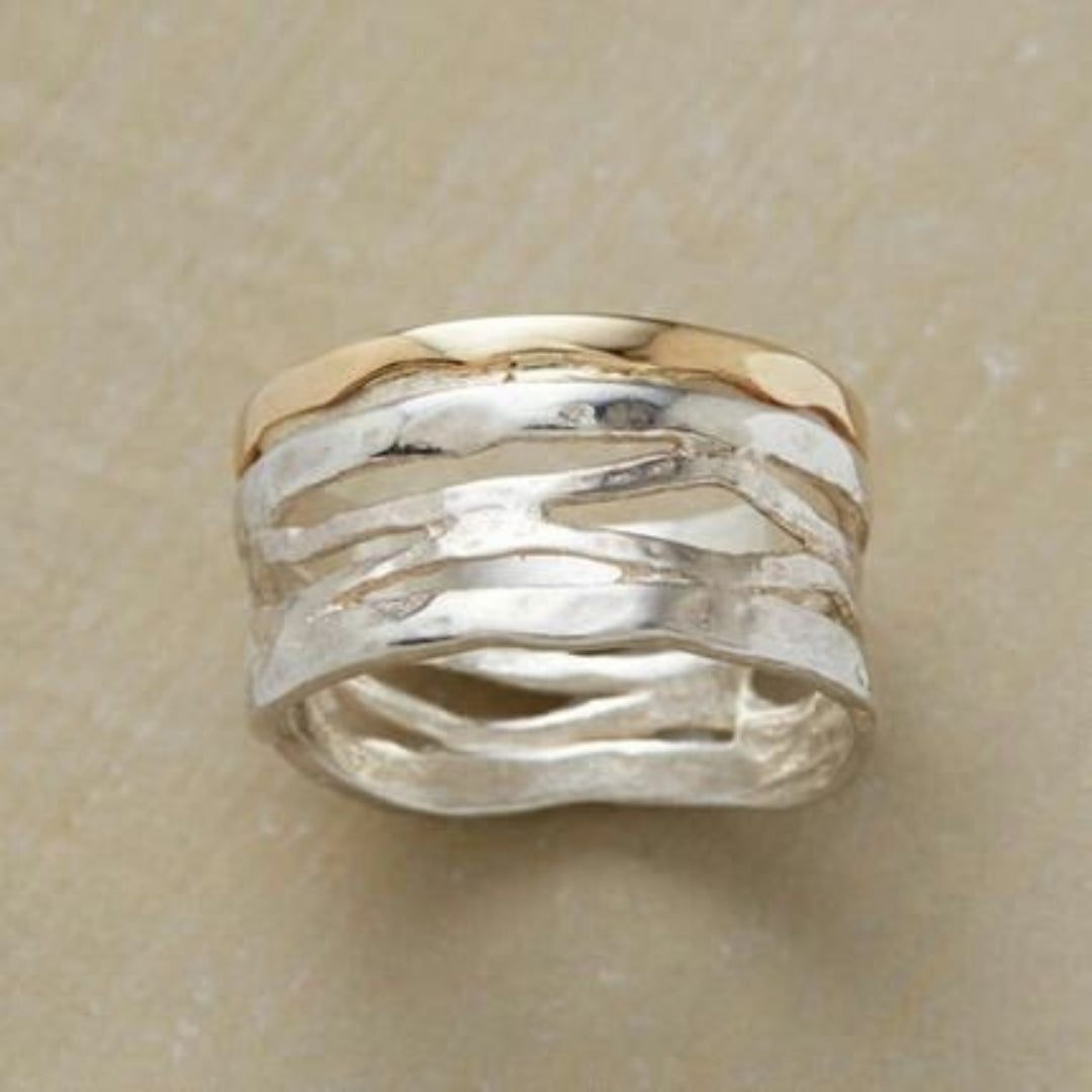 Vintage Gold & Silver Hollow Ring-Mialla Jewelry