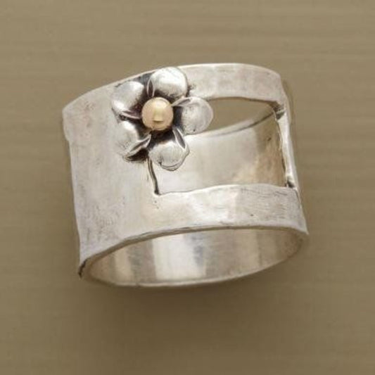 Vintage Silver Plated Flower Ring-Mialla Jewelry