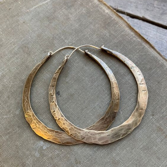 Vintage Old Hoop Earrings-Mialla Jewelry