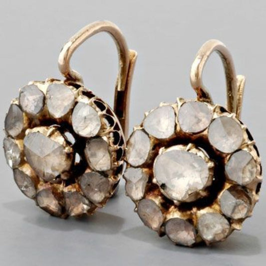 Vintage Rounded Inlaid White Stones Earrings-Mialla Jewelry