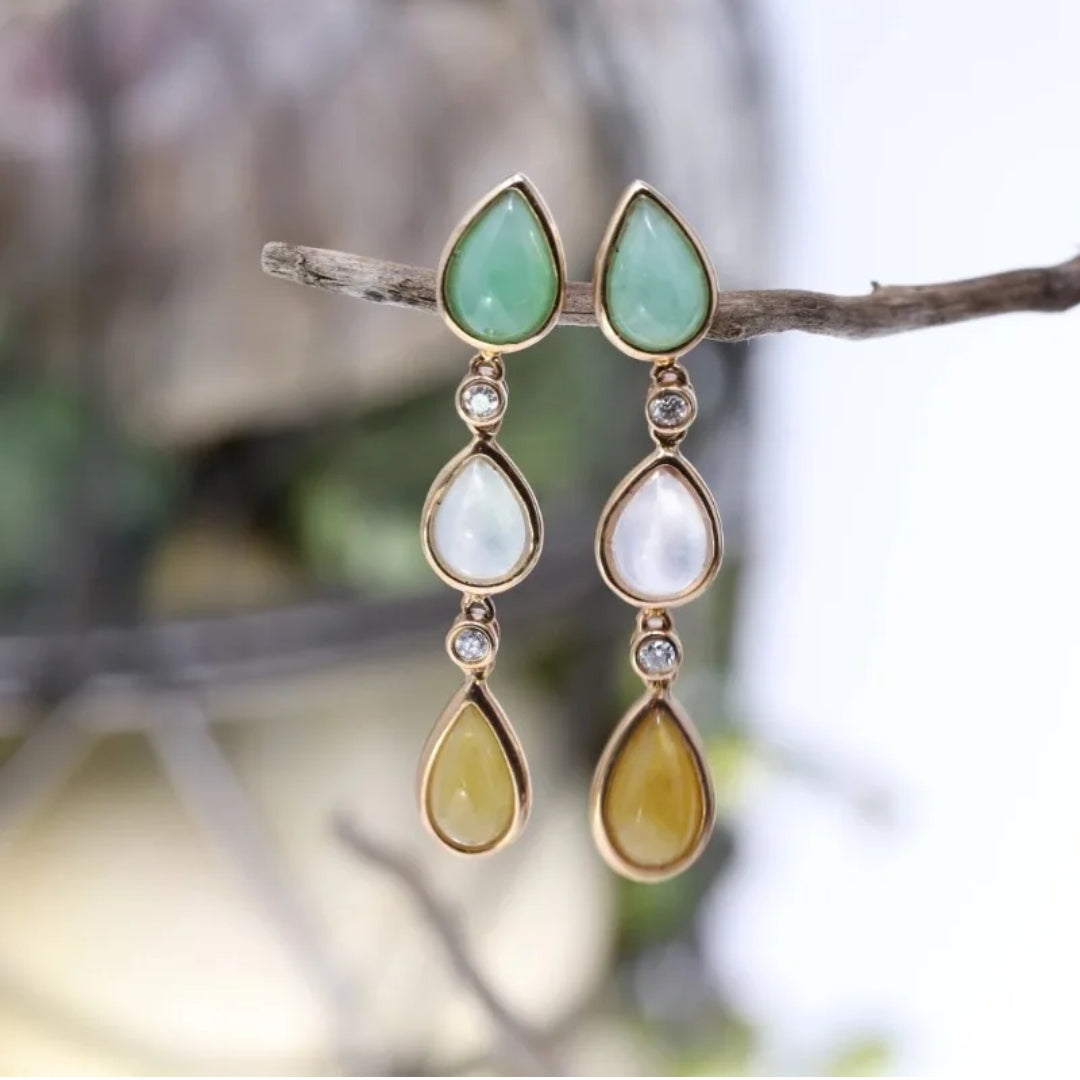 Vintage Nature Dangling Stones Earrings-Mialla Jewelry
