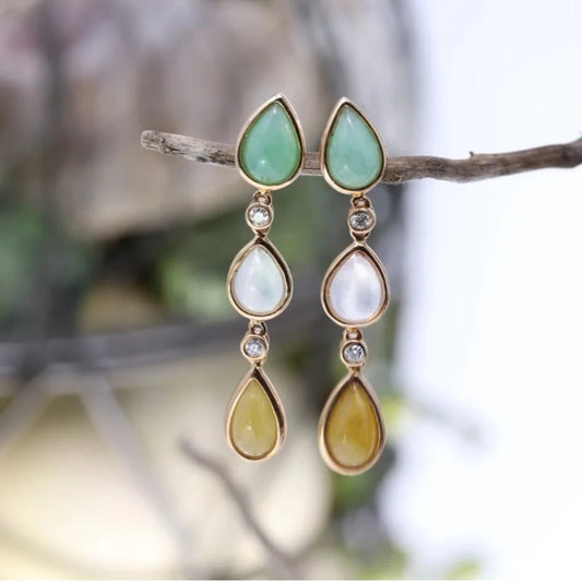 Vintage Nature Dangling Stones Earrings-Mialla Jewelry