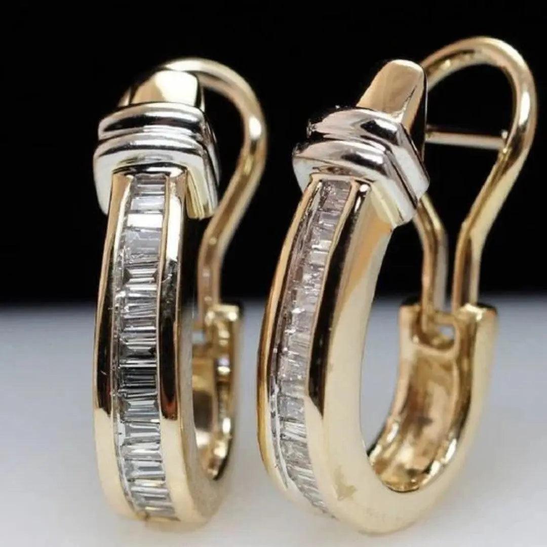 Vintage gold and diamond earrings-Mialla Jewelry