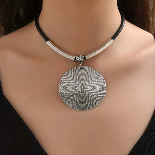 Vintage Rounded Silver Plated Necklace-Mialla Jewelry