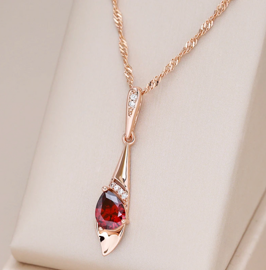 Elegant Golden Ruby Necklace-Mialla Jewelry