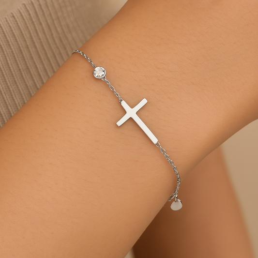 Silver Faith Heart Bracelet-Mialla Jewelry