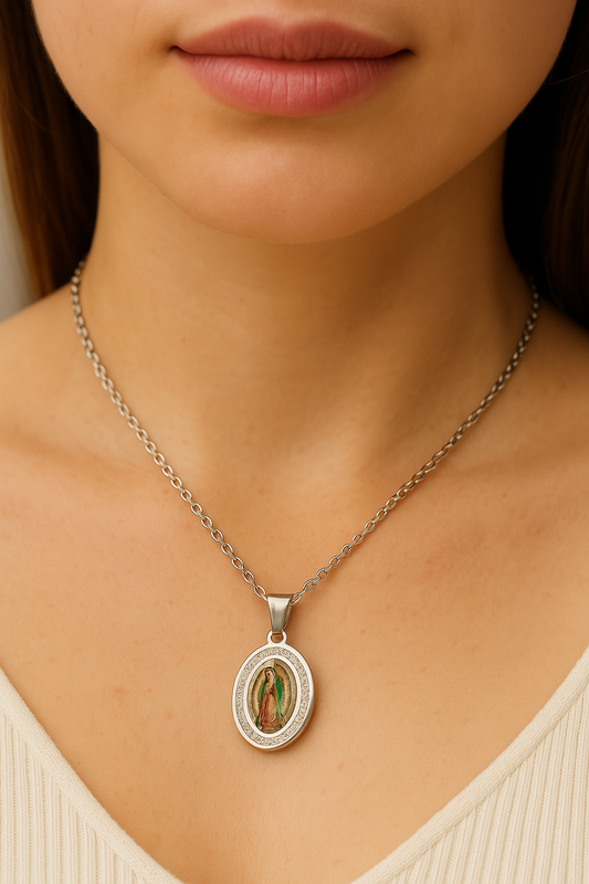 Spiritual Silver Virgin Mary Necklace-Mialla Jewelry